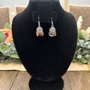 Oxidized German Silver with Colorful Beads Jhumka Earrings